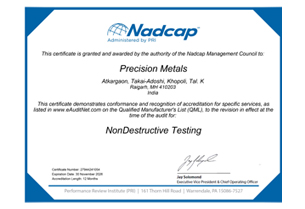 NADCAP- NDT CERTIFICATE